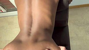 Fucking Petite Ebony Wife on Chair Ends in Creampie Blast