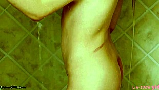 elegant teen 18+ blonde strips down for a steamy shower casting with milf mommy vibes