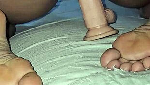 amateur milf bends over for double penetration with dildo and big cock creampie