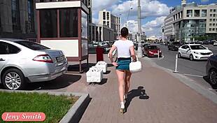 jeny smith flashes upskirt legs outdoors part 2
