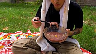 laras picnic overflows with vomit fetish ecstasy in outdoor teen solo