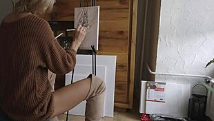 i paint her pretty pussy flower with cute glasses babe in boots