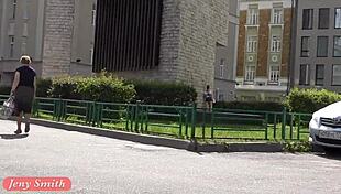 jeny smith flashes upskirt legs outdoors part 2