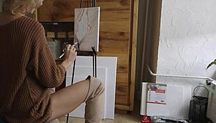 i paint her pretty pussy flower with cute glasses babe in boots