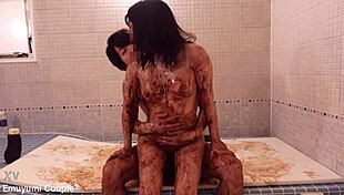 her chocolate body shakes in wild orgasm ride...