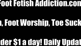 lesbian slave worships my heels socks feet toes in bdsm foot fetish session