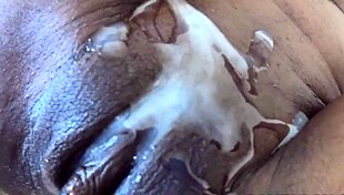 Young Ebony Slut Takes Interracial Cumshots Covering Her Amateur Pussy And Body