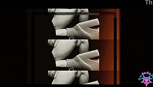 Bleubrutalrose tempts in pink heels as goth milf's big ass craves latex metal dildo