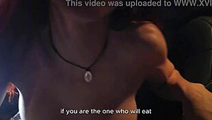 Redhead bookstore girl removes condom for creampie ride in car