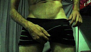 Mature man strokes monster cock to cum