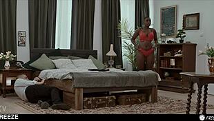 TIME TRAVELER FACE FUCKS ebony doll then creampies her wet pussy