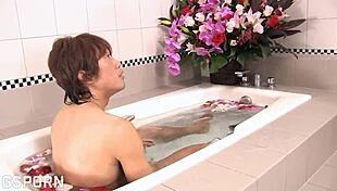 sexy japanese teen gets fucked hard in bathroom then rides cock on bed