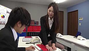 petite office secretary pantyhose blowjob seduces young trainee in uncensored jav