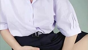 schoolgirl stuffs fake cock deep in tight pussy nonstop