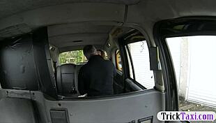 Redhead sweetie bounces on nasty driver's cock in backseat public fuck frenzy