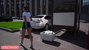 jeny smith flashes upskirt legs outdoors part 2
