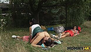 sexy mommy4k with huge tits grabs young 18+ cock for wild outdoor forest sex adventure