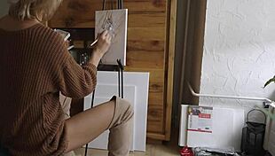 i paint her pretty pussy flower with cute glasses babe in boots