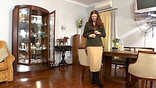 busty redhead spreads wide exposing hairy bush moaning loud