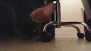 sneaky voyeur SPOTS dirty soles and crunching toes under desk