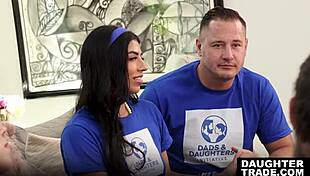 stepdads jack vegas and danny mountain swap stepdaughters satine summers and jasmine sherni for huge cock rides