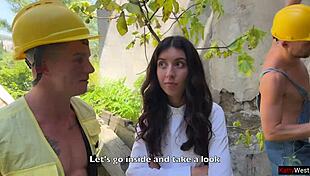 Girl Realtor Takes Gangbang in Abandoned House on High Heels