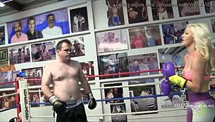 Blonde bombshell bimbo pounds in mixed boxing golden temptation