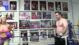 Blonde bombshell bimbo pounds in mixed boxing golden temptation