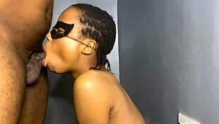 yo this brown skin beauty spits and licks for the most mind-blowing petite blowjob ever