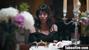 stepmom fingers and licks teen stepdaughter pussy while milf friends watch taboo lesbian action