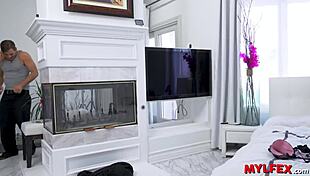 Stepbro catches stepmom's dirty secret, rides her big tits ebony ass cowgirl to orgasm