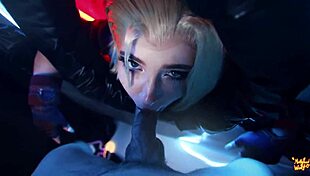 mollyredwolf as cammy white slurps balls licks oiled tits through gloryhole for creampie facial finish