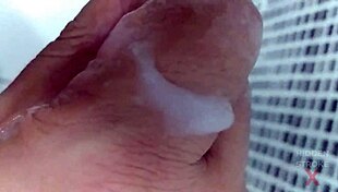 condom snaps during toy masturbation cumshot