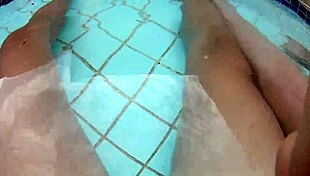 me n my buddy lure curvy milf to pool for big cock threesome fun!