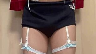 asian teen in erotic lingerie gets anal plug training