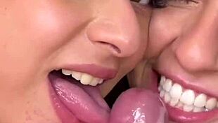 Lesbian Shower Turns Sloppy Double BJ Cum Swap Facial! 💦🚿