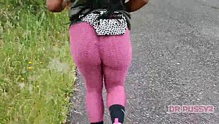 Ebony babe in leggings, you running alone invites my thick cock pounding?