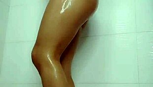 Hot Latina Vanessa's Steamy Bathroom Masturbation Session