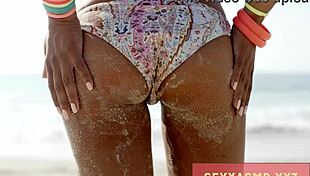 hey check out this sexy beach hottie in her bikini turning heads