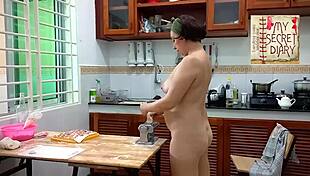 hey check this naked nudist maid cooking barefoot in the kitchen