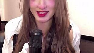 cute japanese ladyboy with huge tits masturbates live on cam while crossdressed