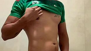 Mexican Soccer Player Jerks Off in Gym Bathroom