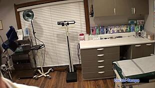 Dr. Tampa Handcuffs Busty Long-Haired Naomi Alice in Latex Gloves Backstage