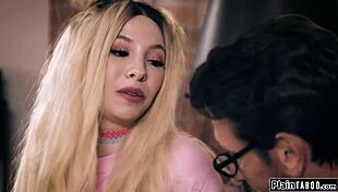 teen deepthroats and rides stepdad's throbbing big cock