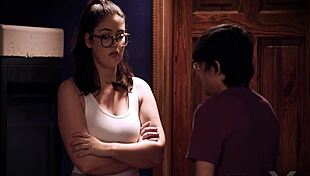 stepsister sneaks taboo fuck with stepbrother behind closed doors?