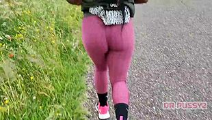 Ebony babe in leggings, you running alone invites my thick cock pounding?