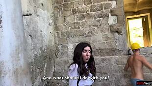 Girl Realtor Takes Gangbang in Abandoned House on High Heels