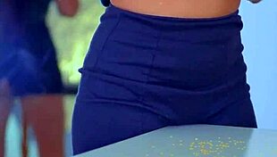 table corner slides deep into hot pussy for intense fun