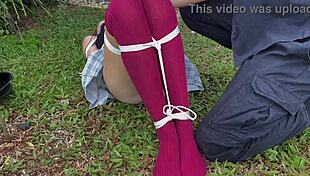 Stroke her filthy outdoor socks hard now!