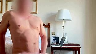 stroking my cock in the hotel room window wide open yo